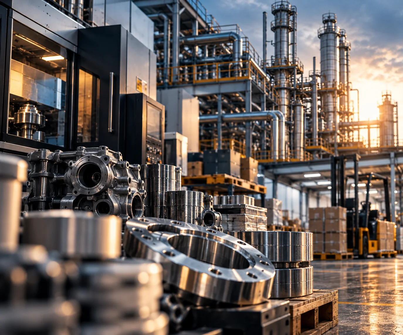Procurement industrial — componentes de manufactura en planta